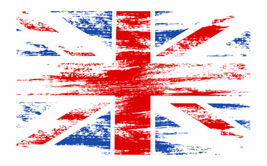 Flag of England in grunge style on white background