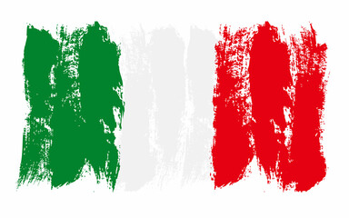 Flag of Italy in grunge style on white background