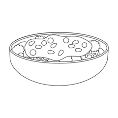 Bowl of fruit salad vector icon.Outline vector icon isolated on white background bowl of fruit salad.