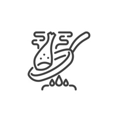 Frying chicken leg line icon