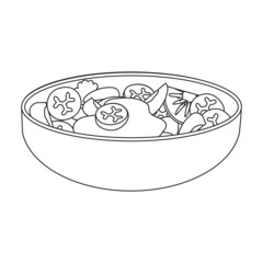 Bowl of fruit salad vector icon.Outline vector icon isolated on white background bowl of fruit salad.