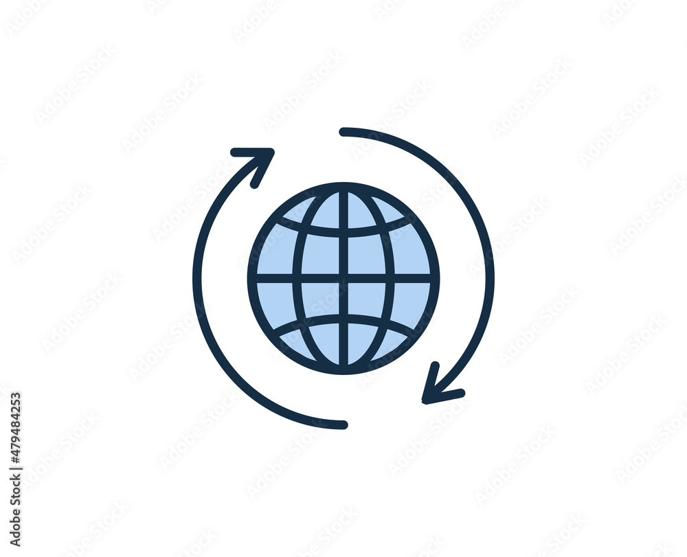 Poster line globe icon isolated on white background. outline symbol for website design, mobile application,