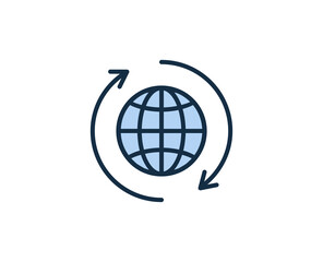 Line globe icon isolated on white background. Outline symbol for website design, mobile application, ui. Electronics pictogram. Vector illustration, editorial stroсk. 