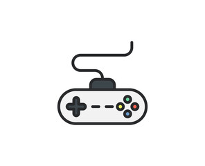 Fototapeta premium Line Gamepad icon isolated on white background. Outline symbol for website design, mobile application, ui. Electronics pictogram. Vector illustration, editorial stroсk. 