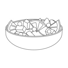Bowl of fruit salad vector icon.Outline vector icon isolated on white background bowl of fruit salad.
