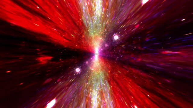Abstract Interstellar flight, time travel jump in colorful hyper space burst warp.4K 3D Seamless Loop Hyper Tunnel or Wormhole Science Digital Background. Singularity, gravitational waves and spacetim