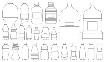 Plastic bottle vector outline set icon. Vector illustration water container on white background. Isolated outline set icon plastic bottle.