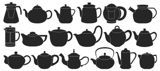 Teapot vector black set icon. Vector illustration kettle on white background. Isolated black set icon teapot.