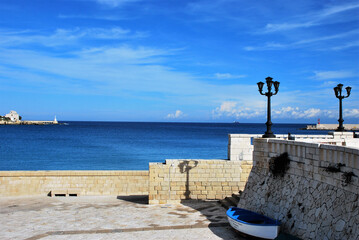 View of the harbour in Otranto a town on the Adriatic coast in Salento, Apulia region