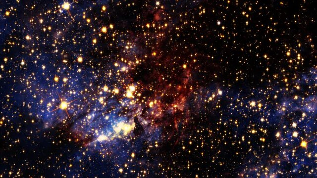 Flying through star fields in outer space. 4K 3D loop flying through nebula somewhere in deep space. Many flickering stars on the milky way animation. Magic flickering star particles glowing flying.
