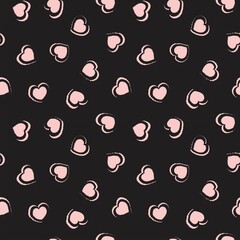 Heart shaped brush stroke seamless pattern design