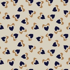 Heart shaped brush stroke seamless pattern design