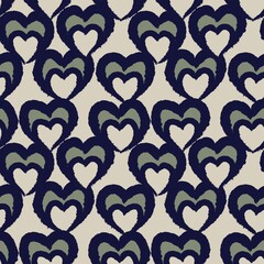 Heart shaped brush stroke seamless pattern design