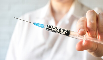 medical concept with QR code in syringe