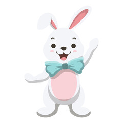 Cute white rabbit cartoon standing