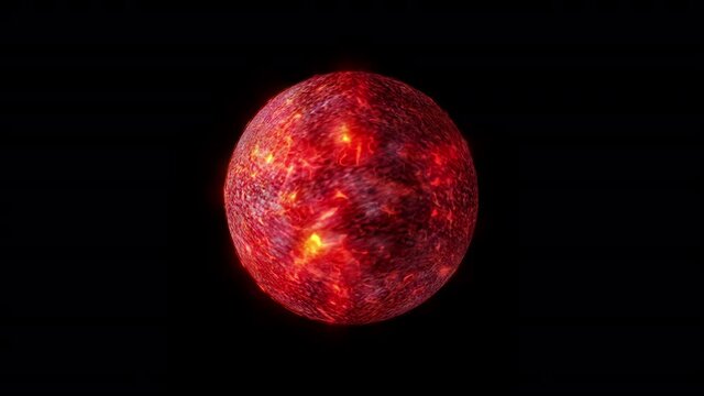 Abstract endless looping animation sci-fi red energy star ball. Red fantasy futuristic plasma ball seamless loop. Abstract Magical Red Energy Sphere.
