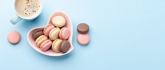 Homemade macaroons and coffee