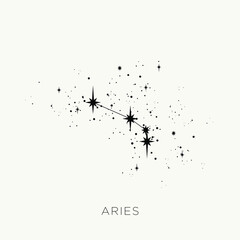 Star constellation zodiac aries vector black and white