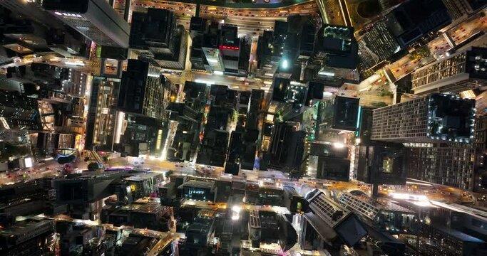 Top view of Hong Kong city night