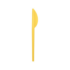 Disposable yellow plastic knife template realistic vector illustration isolated.