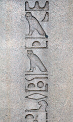 Hieroglyphs on the ancient egyptian obelisk, Istanbul, Turkey