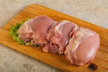 Raw chicken boneless and skinless leg