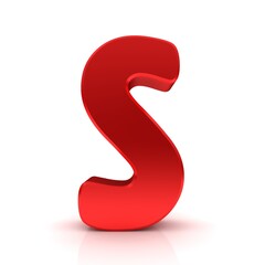 S letter red sign 3d