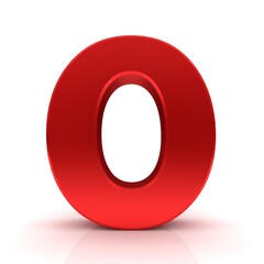 O letter red sign 0 number zero 3d