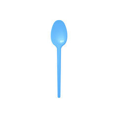 Blue plastic spoon or teaspoon mockup, realistic vector illustration isolated.