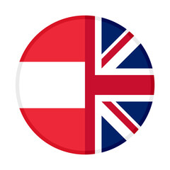round icon with austria and uk flags. vector illustration isolated on white background