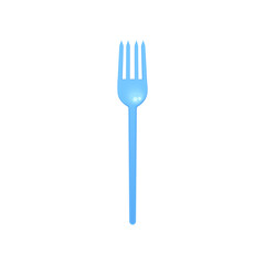 Plastic dining fork, disposable cutlery element in realistic style, vector illustration isolated on white background.