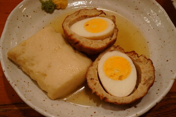 Japanese healthy food, Oden, Hanpen and Egg - 日本料理 おでん はんぺん 卵