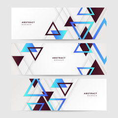 Memphis line triangle white blue colorful Abstract design banner
