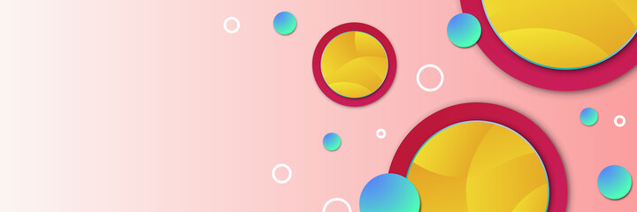 Circle clean pink blue yellow colorful Abstract design banner