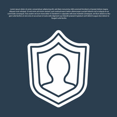 Fototapeta na wymiar Blue line Life insurance with shield icon isolated on blue background. Security, safety, protection, protect concept. Vector.