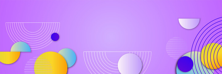 Circle clean purple blue yellow colorful Abstract design banner