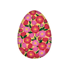 Easter egg decorated with flowers. Template for poster, greeting card, invitation or postcard.