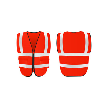 Fire Warden Safety Vest Or Jacket Realistic Vector Illustration Isolated.