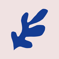 Abstract seaweed silhouette cut out. Inspired by Henri Matisse. Flat vector illustration of organic plant in collage technique isolated.