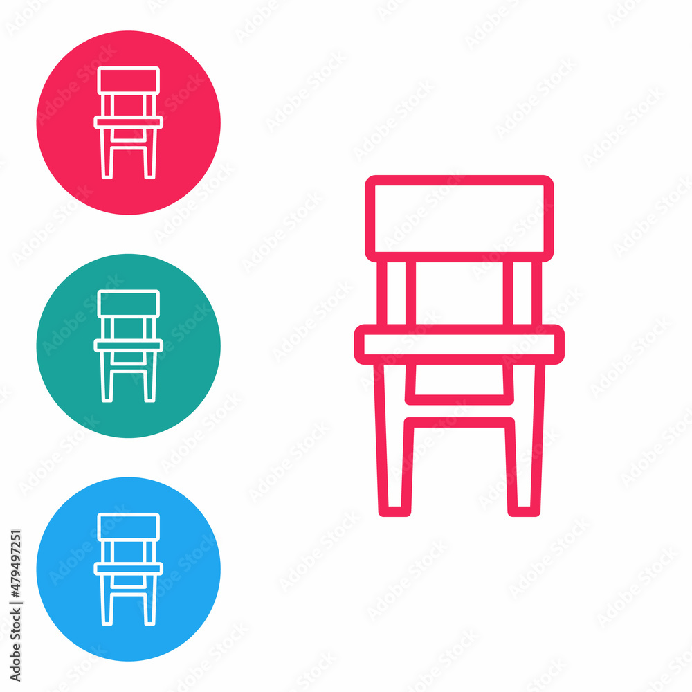 Poster red line chair icon isolated on white background. set icons in circle buttons. vector
