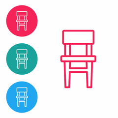 Red line Chair icon isolated on white background. Set icons in circle buttons. Vector