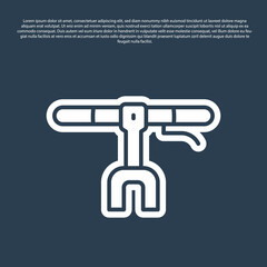 Blue line Bicycle handlebar icon isolated on blue background. Vector