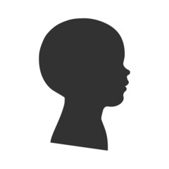 Silhouette of a newborn's head. Profile view. Vector illustration isolated on white background