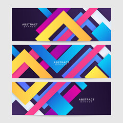 Dynamic stroke square gradient blue yellow pink colorful Abstract design banner