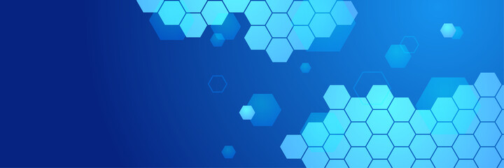Technology hexa blue light colorful Abstract design banner