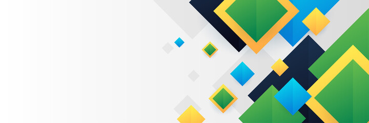 Square clean blue green yellow colorful Abstract design banner