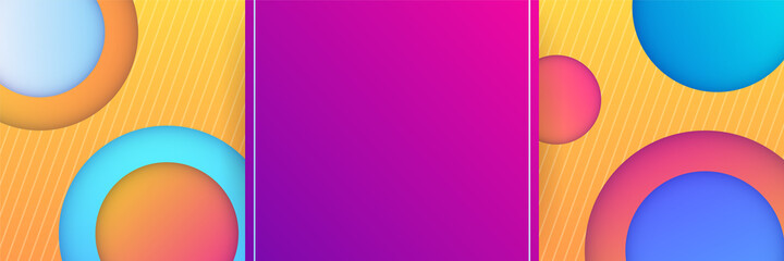 Dynamic circle shape gradient blue yellow purple colorful Abstract design banner