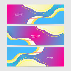 Dynamic wave gradient purple blue colorful Abstract design banner