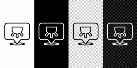 Set line Udder icon isolated on black and white, transparent background. Vector