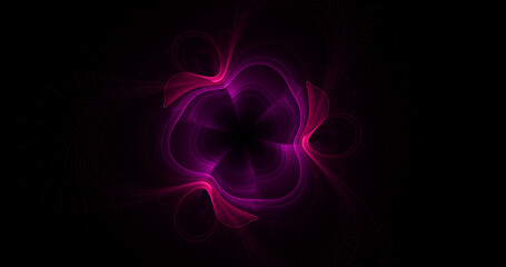 Abstract glowing purple swirl shapes. Fantastic fractal shapes background. Generative art. 3d rendering.
